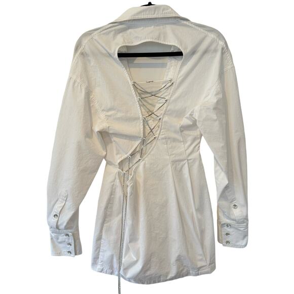 Nana Jacqueline Saddie Shirt Dress Open Back Diamond Embellished Mini - Picture 8 of 11